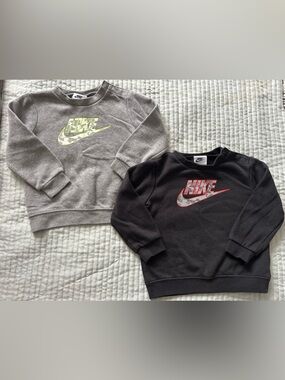 Nike Black & Gray Baby Boys Logo Crewneck Sweatshirts